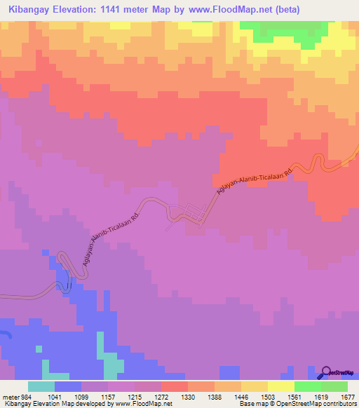 Kibangay,Philippines Elevation Map