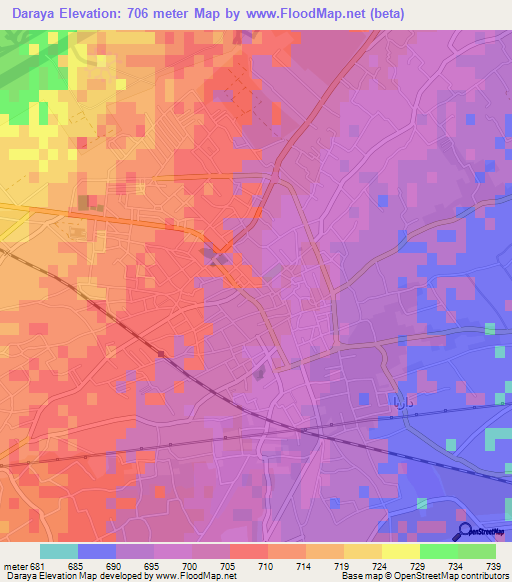 Daraya,Syria Elevation Map