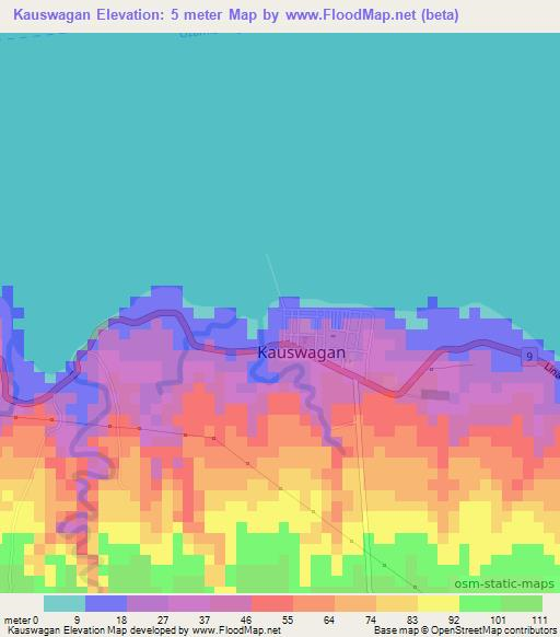 Kauswagan,Philippines Elevation Map