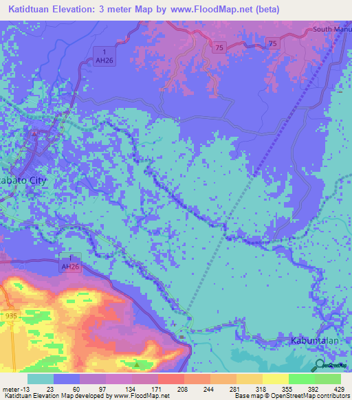 Katidtuan,Philippines Elevation Map