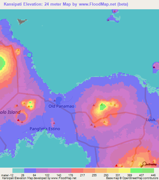 Kansipati,Philippines Elevation Map