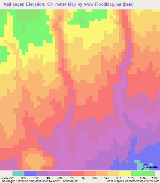 Kalilangan,Philippines Elevation Map