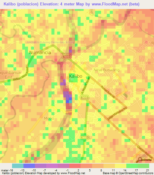 Kalibo (poblacion),Philippines Elevation Map