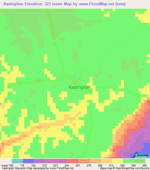 Kadingilan,Philippines Elevation Map