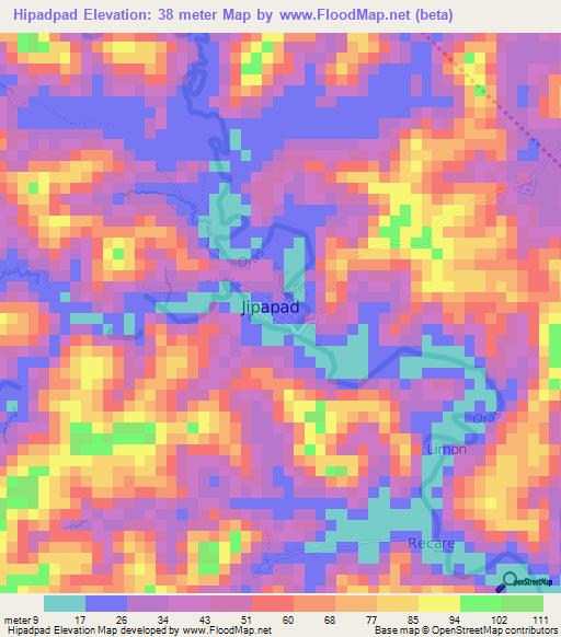 Hipadpad,Philippines Elevation Map
