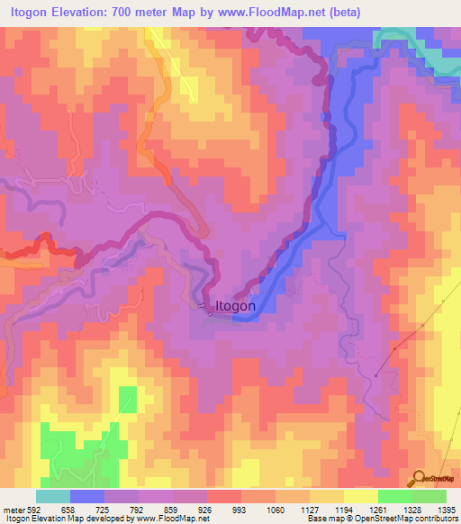Itogon,Philippines Elevation Map