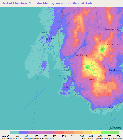 Isabel,Philippines Elevation Map