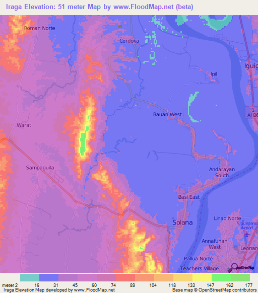 Iraga,Philippines Elevation Map