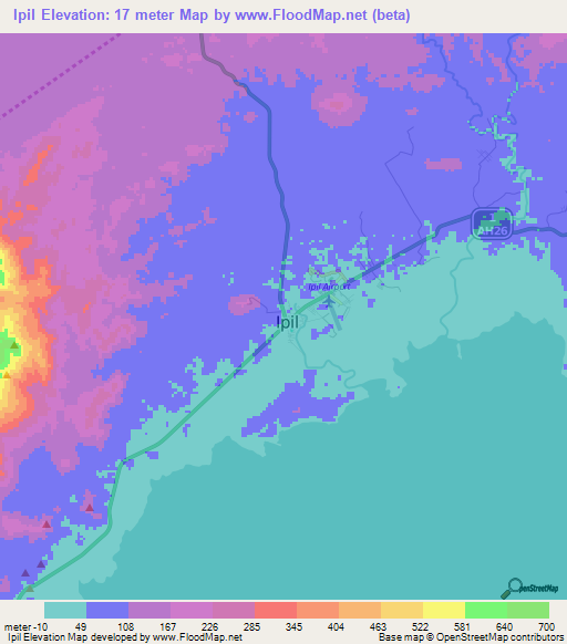 Ipil,Philippines Elevation Map