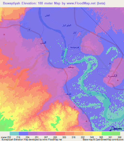 Buwaytiyah,Syria Elevation Map