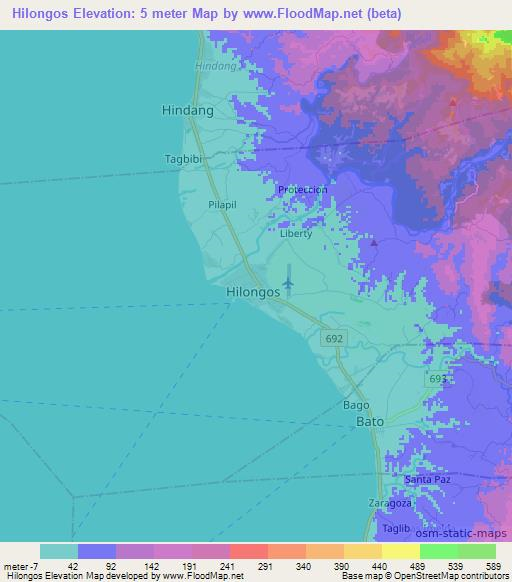 Hilongos,Philippines Elevation Map