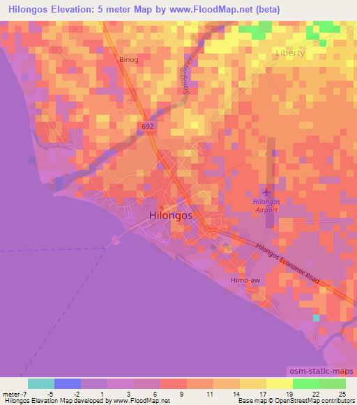 Hilongos,Philippines Elevation Map