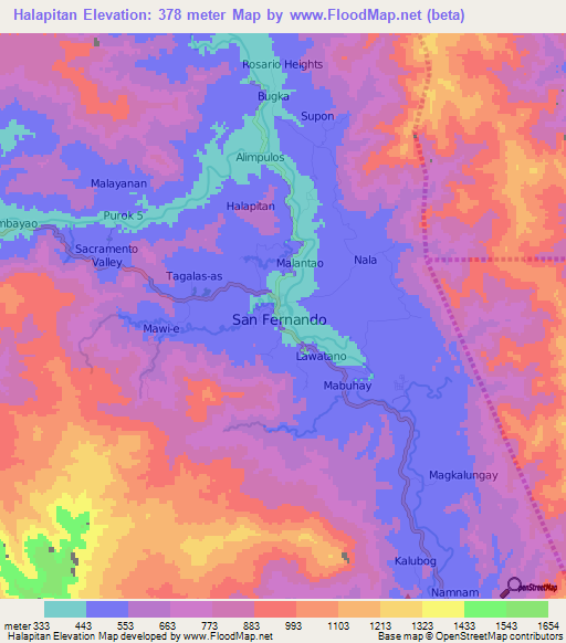 Halapitan,Philippines Elevation Map