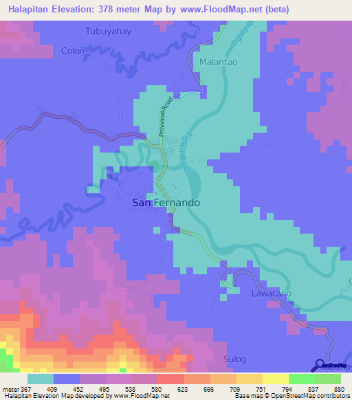 Halapitan,Philippines Elevation Map