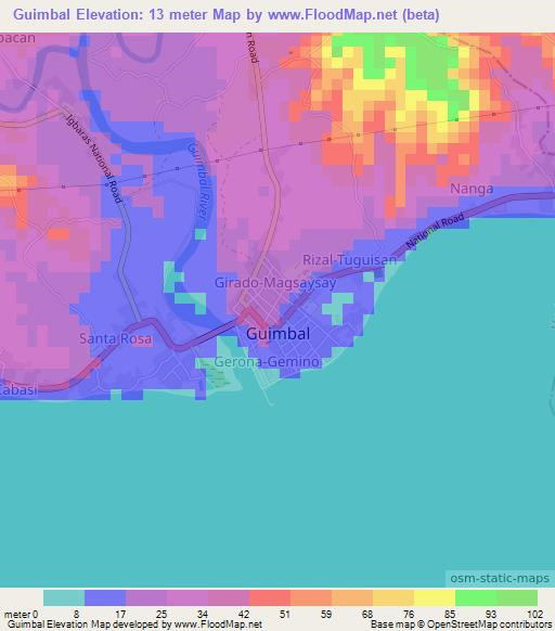 Guimbal,Philippines Elevation Map