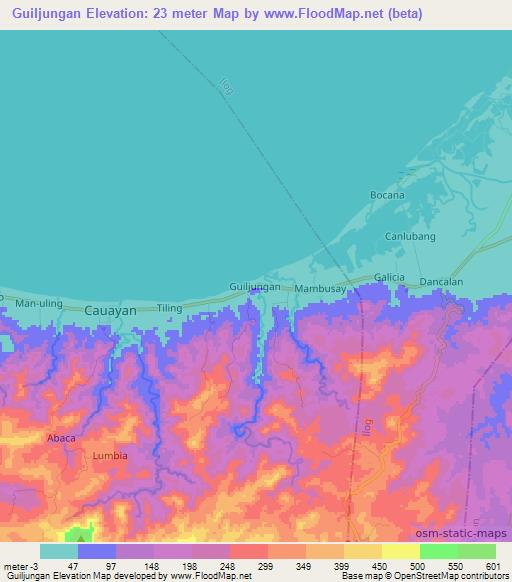 Guiljungan,Philippines Elevation Map