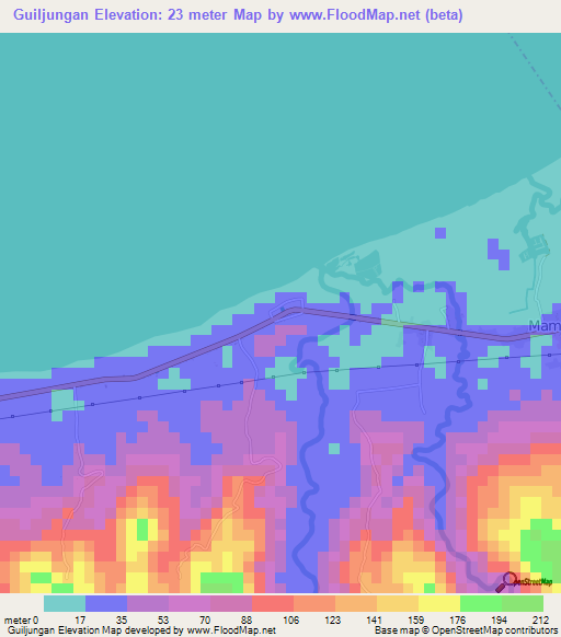 Guiljungan,Philippines Elevation Map