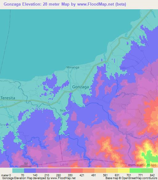 Gonzaga,Philippines Elevation Map