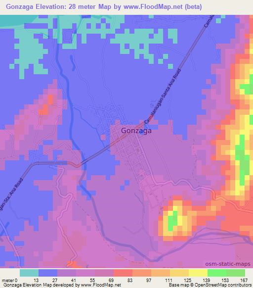 Gonzaga,Philippines Elevation Map