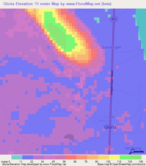 Gloria,Philippines Elevation Map