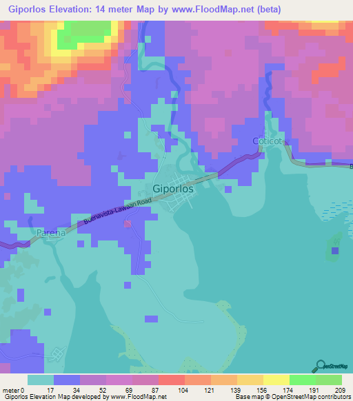 Giporlos,Philippines Elevation Map