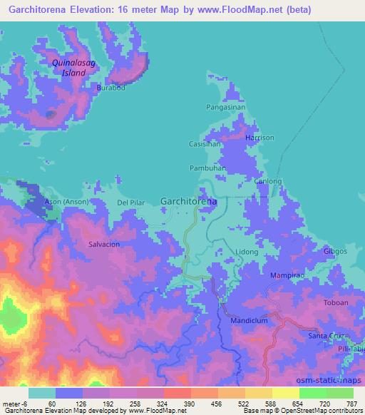 Garchitorena,Philippines Elevation Map