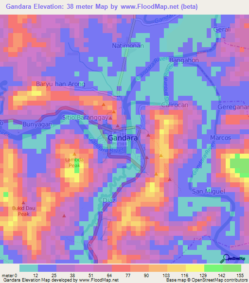 Gandara,Philippines Elevation Map