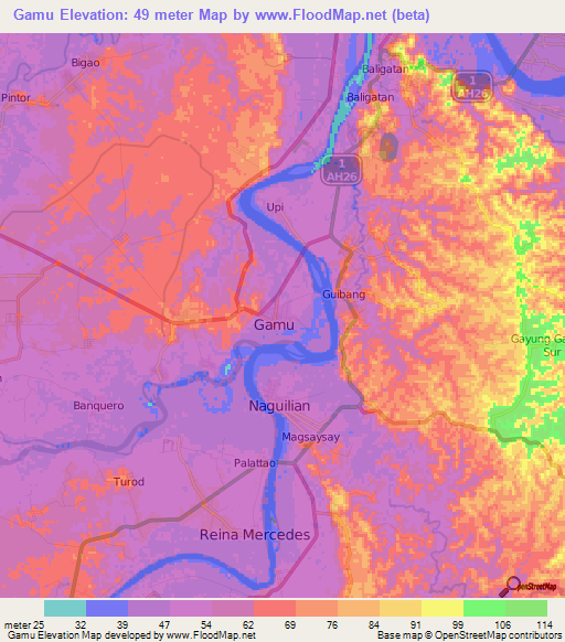 Gamu,Philippines Elevation Map