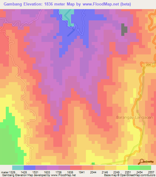 Gambang,Philippines Elevation Map
