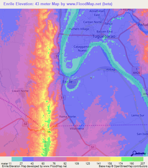 Enrile,Philippines Elevation Map
