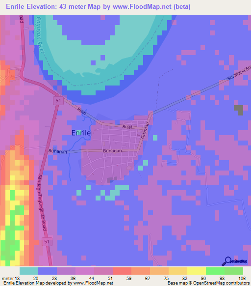 Enrile,Philippines Elevation Map