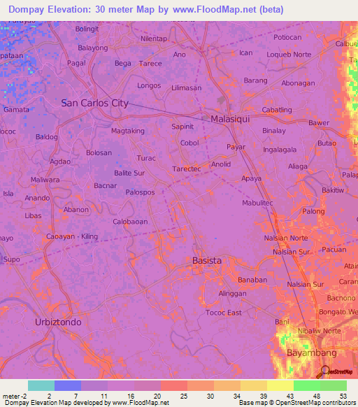 Dompay,Philippines Elevation Map