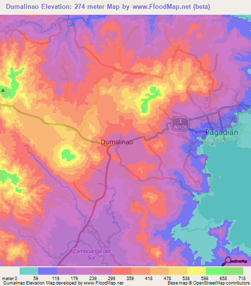 Dumalinao,Philippines Elevation Map