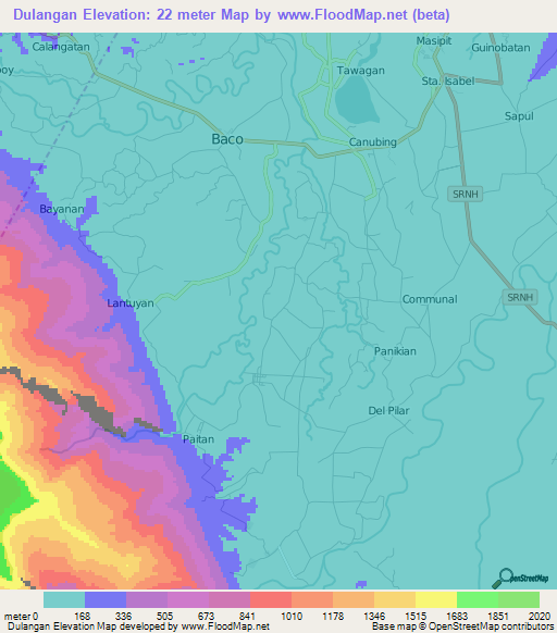 Dulangan,Philippines Elevation Map