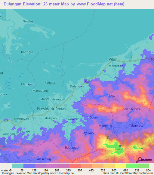 Dulangan,Philippines Elevation Map