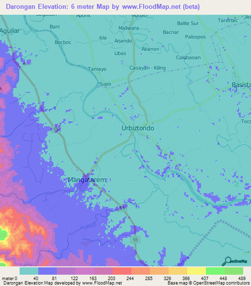 Darongan,Philippines Elevation Map