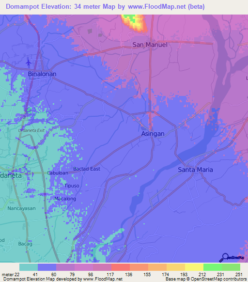 Domampot,Philippines Elevation Map