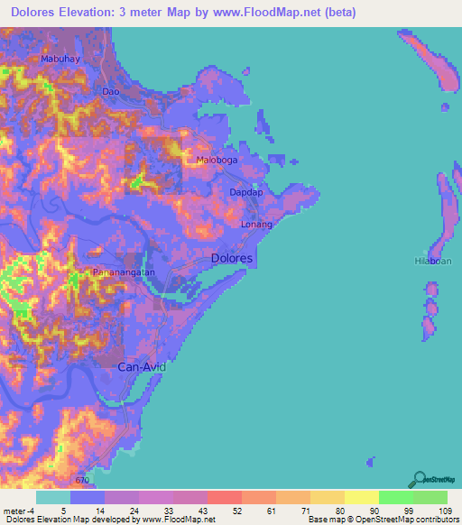 Dolores,Philippines Elevation Map
