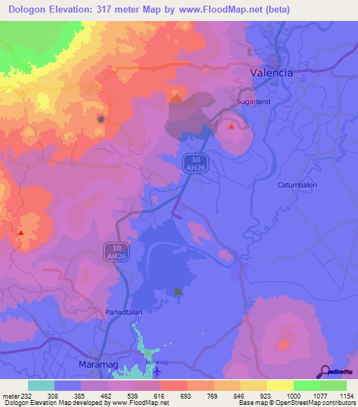 Dologon,Philippines Elevation Map