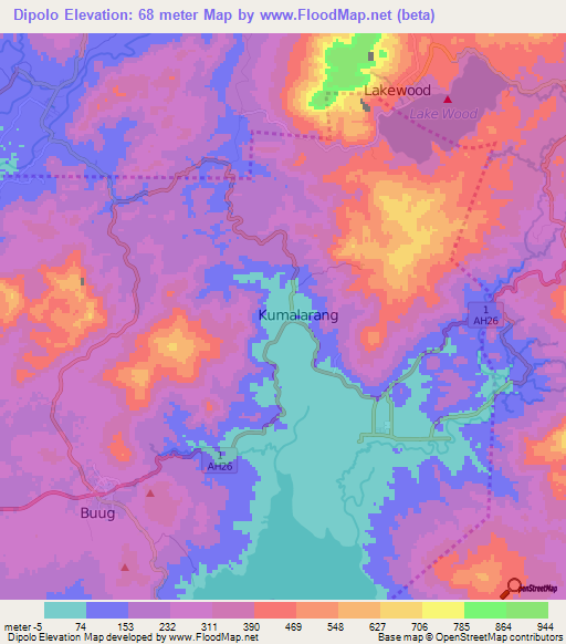 Dipolo,Philippines Elevation Map