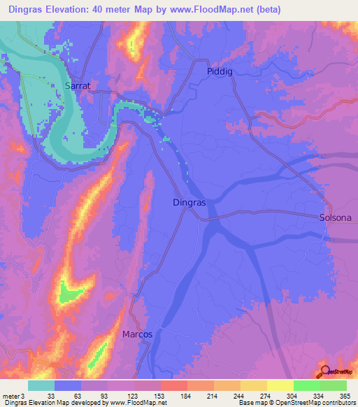Dingras,Philippines Elevation Map