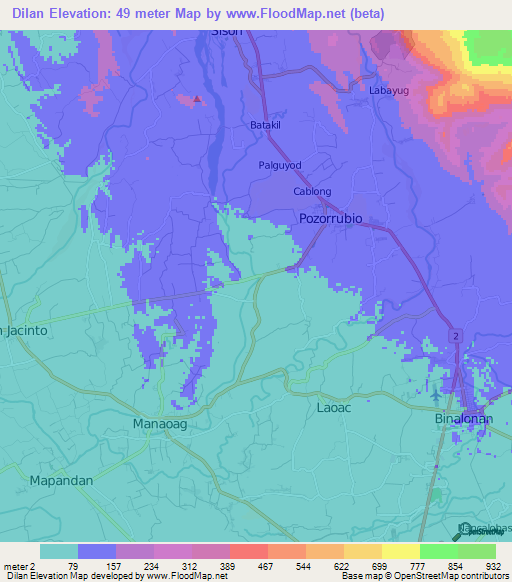 Dilan,Philippines Elevation Map