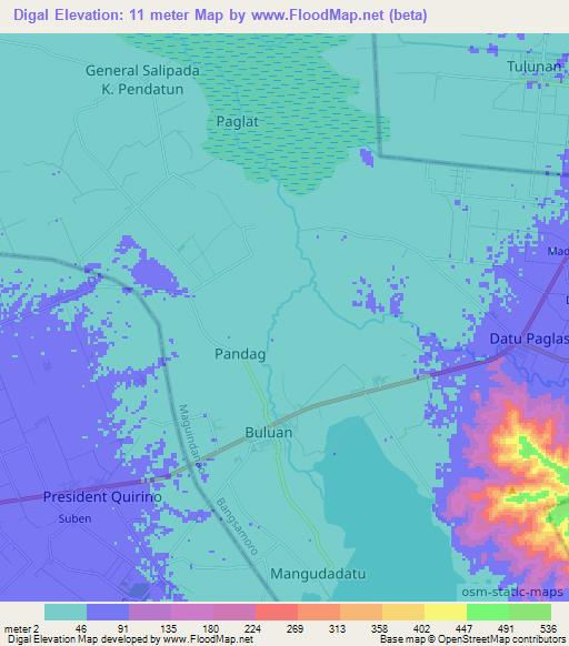 Digal,Philippines Elevation Map