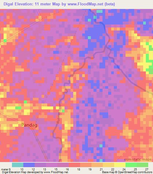 Digal,Philippines Elevation Map