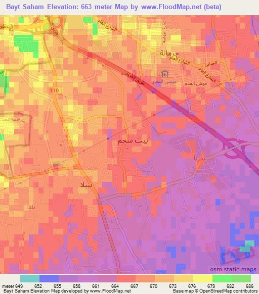Bayt Saham,Syria Elevation Map