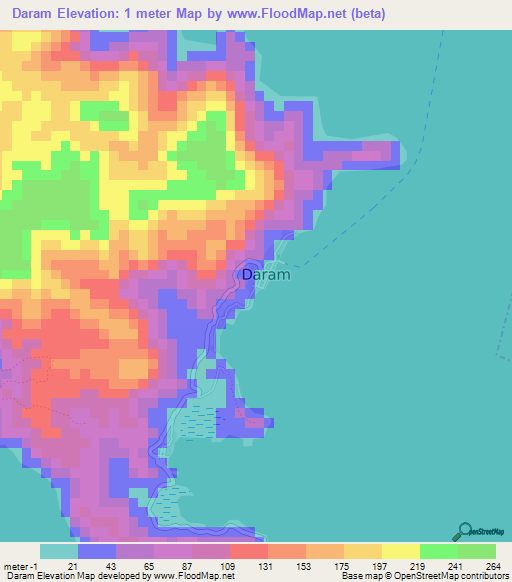 Daram,Philippines Elevation Map