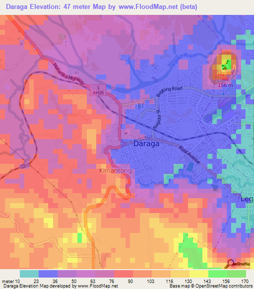 Daraga,Philippines Elevation Map