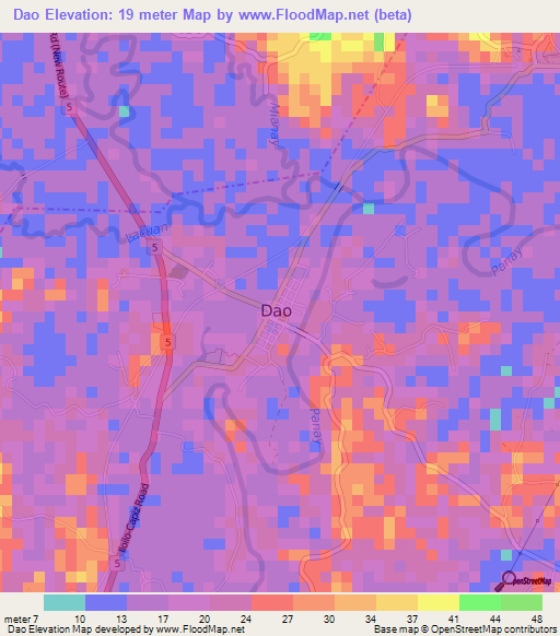 Dao,Philippines Elevation Map