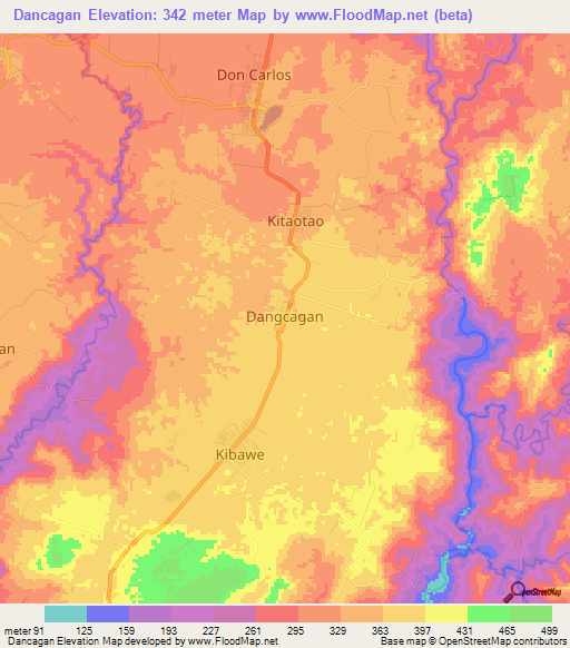 Dancagan,Philippines Elevation Map