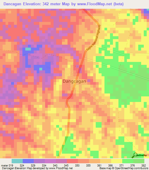 Dancagan,Philippines Elevation Map